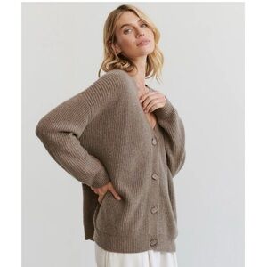 Jenni Kayne Cashmere Cocoon Cardigan Taupe Russet - M